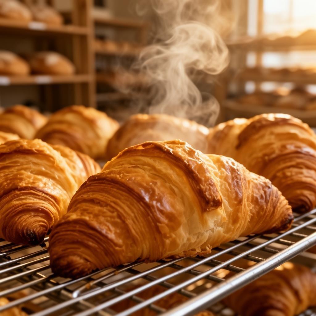 Świeże maślane croissanty prosto z pieca